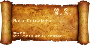 Mata Krisztofer névjegykártya